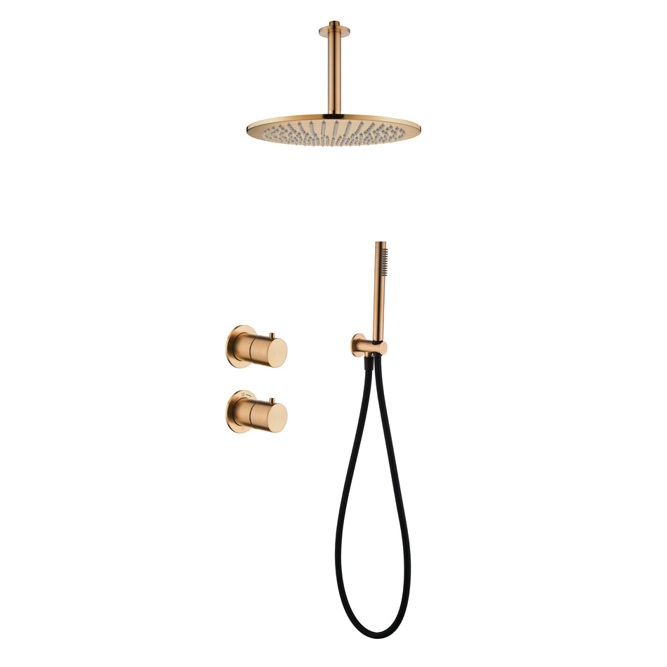 Tuvalu shower set: built-in thermostat, hand shower and ceiling mounted rain shower