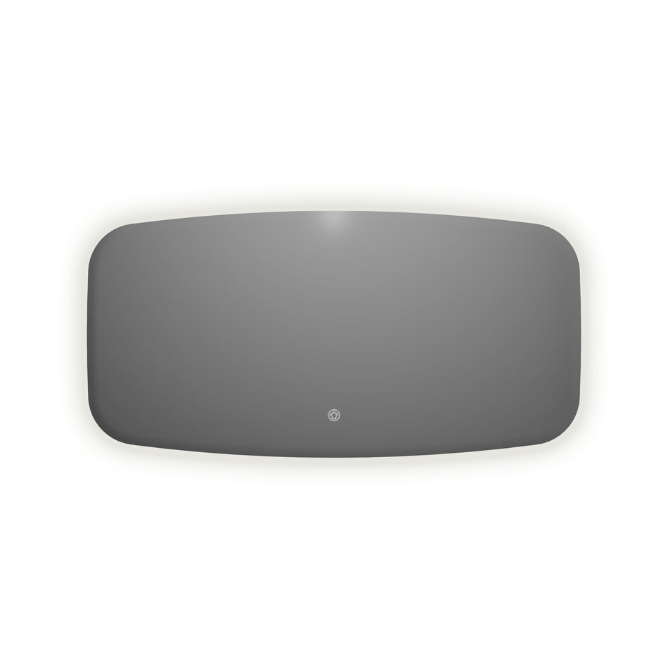 Simple oval horizontal mirror including lighting and heating